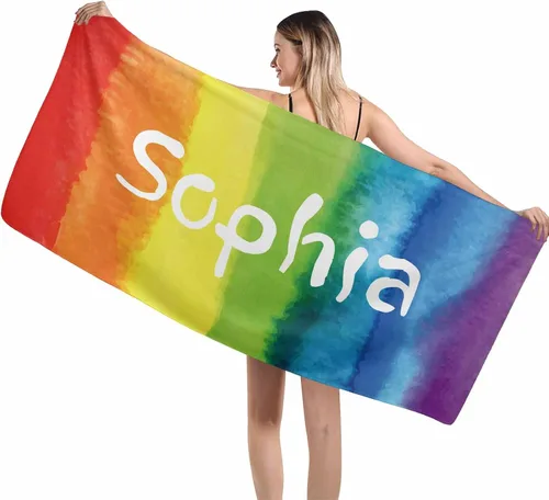 Vista 45 de MyPupSocks Toallas de playa para niñas, toallas personalizadas de teñido anudado con nombres para niños y adultos, toallas de playa personalizadas