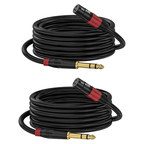 Vista 12 de Cable de interconexión equilibrado TRS a XLR de 1/4 pulgadas Pro de 1.2 M, XLR macho a 1/4 de pulgada (0.250 in), adaptador de convertidor de audio