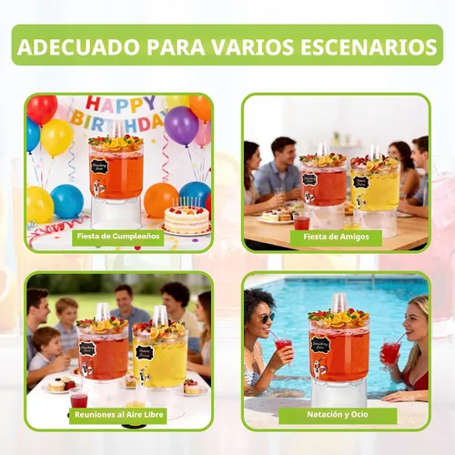 Vista 8 de Dispensador de bebidas de 2 galones para fiestas, dispensador de bebidas sin BPA con grifo sin goteo, dispensadores de jugo con soporte, dispensador