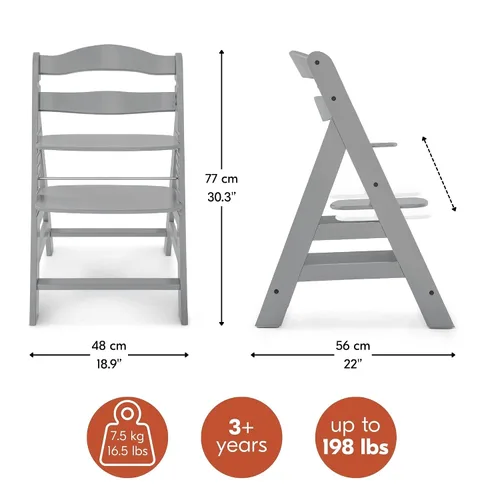 Vista 5 de hauck Alpha+ Grow Along Seat - Silla elevada de madera de haya maciza con Asiento gris