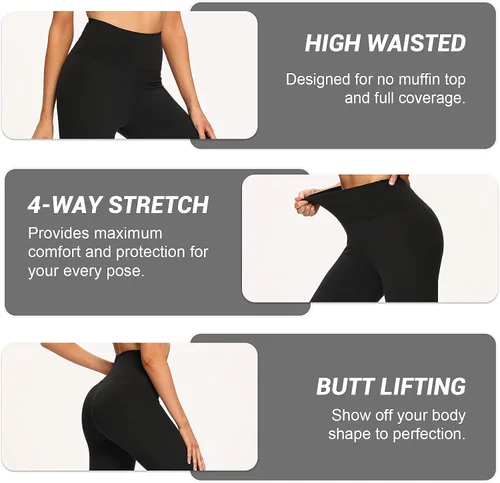 Vista 4 de Gayhay - Leggings estampados de cintura alta para mujer suaves opacos entallados con control de abdomen ideales para correr yoga y ciclismo