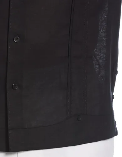 Vista 4 de Cubavera Camisa de manga corta con botones y mezcla de lino para hombre