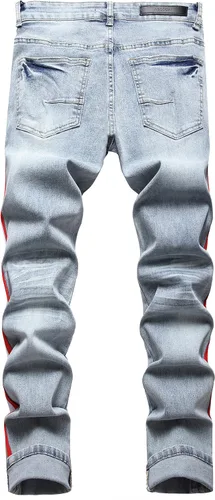 Vista 2 de ABSECAI Pantalones de mezclilla rasgados ajustados para hombre