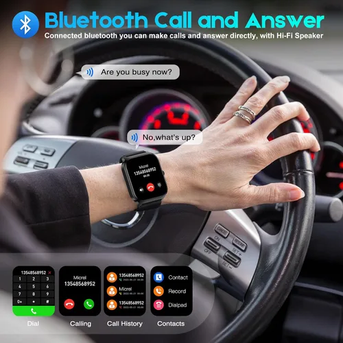Vista 4 de Smart Watch for Men Women Make Call Answer 1.85" with 20+ Sport Modes Fitness Tracker Sleep Spo2 Heart Rate Monitor Smartwatch Waterproof Pedometer