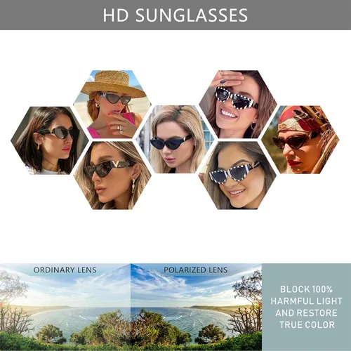 Vista 5 de WMAO Gafas de sol de ojo de gato de moda para mujer, marcos pequeños, estilo pasarela para mujer