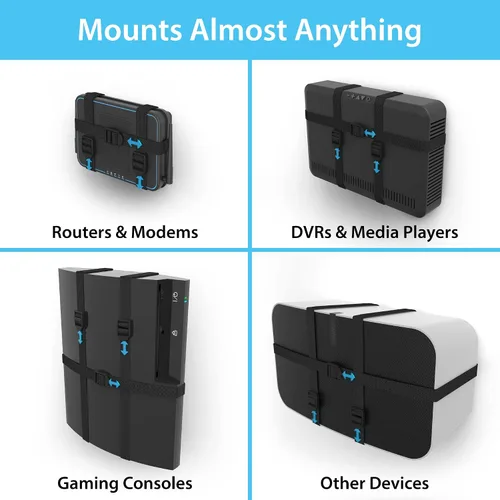 Vista 2 de TotalMount Soporte universal para electrónica Soporte de pared ajustable para tu router, sistema inalámbrico, módem de cable, DVR, Xbox