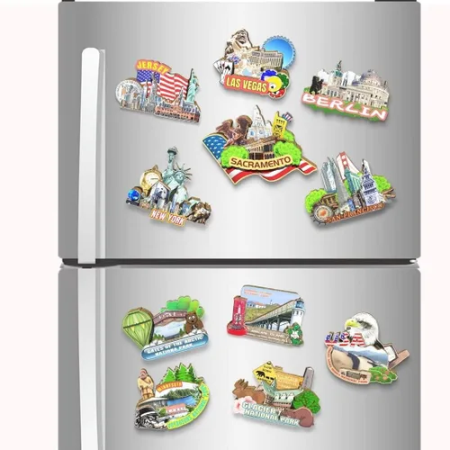 Vista 4 de Imán de Sacramento de los E.E.U.U. Imán del refrigerador de madera 3D hitos de viaje coleccionable recuerdos decoración hecho a mano 2