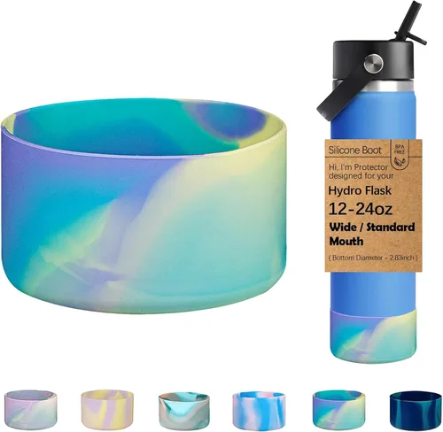 Vista 11 de WK IEASON Base protectora de silicona para botellas Hydro Flask de 12 a 24 onzas de ancho y boca estándar, funda antideslizante para accesorios de 2