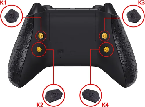 Vista 6 de eXtremeRate Textured Black HOPE Programable Remap Kit for Xbox Series XS Controller Upgrade Boards Redesigned Back Shell Side Rails Back Buttons