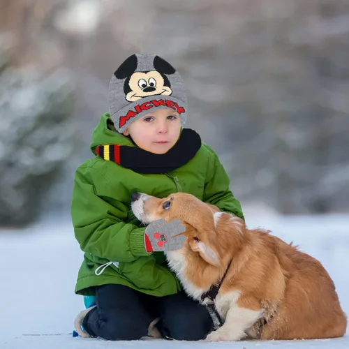 Vista 5 de Mickey Mouse - Gorro de invierno para niños bufanda y guantes de nieve juego de 3 piezas suave y cálido para exteriores para niños y niños pequeños