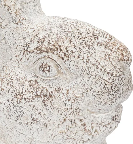 Vista 2 de Creative Co-Op Figura decorativa de conejo con pájaros, color blanco envejecido