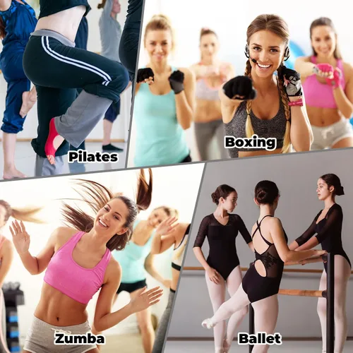 Vista 7 de 4 Pairs Pilates Toeless Socks Non Slip Grip Barre Ballet Yoga Socks for Women Anti Skid Cotton Socks for Dance