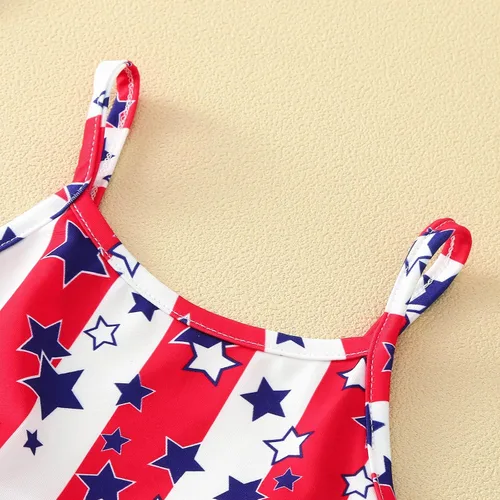 Vista 3 de Conjunto completo de ropa para niñas recién nacidas, mameluco harén del 4 de julio