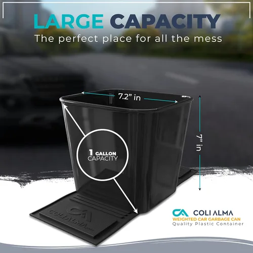 Vista 6 de Papelera de basura para coche (de plástico, extra grande, 1 galón, 4 litros), XL, Negro