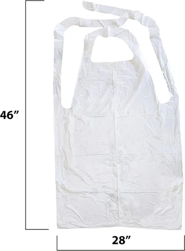 Vista 2 de MT Products 2 Mil White Disposable Poly Aprons 46"x28" - Waterproof Plastic Bibs for Cooking, Dishwashing & Art (Bulk)