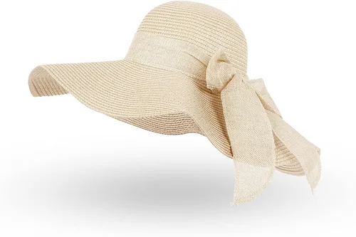 Vista 2 de Sombreros de playa para mujer, sombrero de paja flexible, protección UV, sombreros de vacaciones plegables de ala ancha, sombreros de viaje plegables