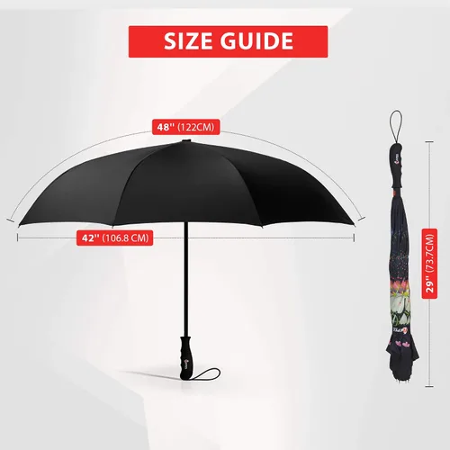 Vista 6 de Repel Umbrella Reverse Umbrella - Upside Down Inverted Reversible Wind Resistant Design - Teflon Canopy - Windproof Umbrella with Fiberglass Ribs