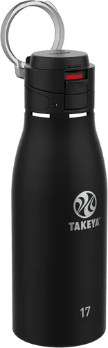 Vista 17 de Takeya Traveler - Taza de café de viaje de acero inoxidable con tapa abatible (17 onzas, rubor), taza aislada a prueba de fugas para café y té