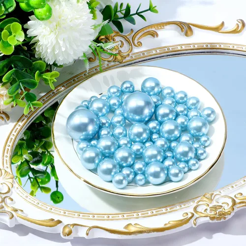 Vista 4 de Jadive 200 piezas de cuentas de perlas para relleno de jarrón y centros de mesa, cuentas de maquillaje de perlas sin agujeros para boda, fiesta