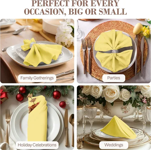 Vista 4 de Ultimate Textile -1 docena - Reversible Shantung Satin - Majestic - Servilletas de tela Majestic de 17 x 17 pulgadas de seda de maíz amarillo claro