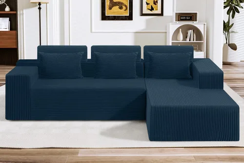 Vista 45 de HABUTWAY Sofá modular modular de 101 pulgadas con asiento profundo, moderno sofá convertible en forma de L, sofá tapizado con diván para sala