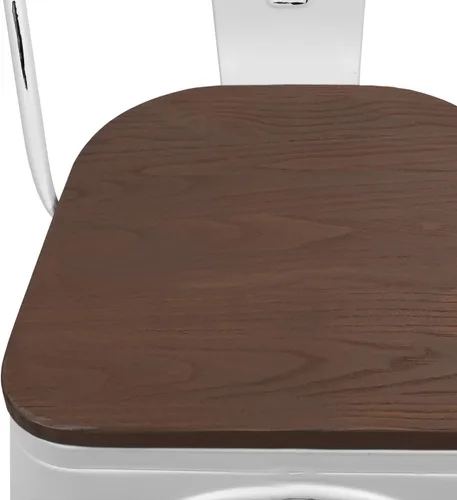 Vista 5 de Furmax Sillas de comedor de metal con asiento de madera, para uso en interiores y exteriores, apilables, elegantes, para comedor, bistró, cafetería
