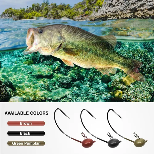 Vista 5 de Reaction Tackle Tungsten Shaky Head Jigs for Bass Fishing - Premium Fishing Hooks, Ideal Shaky Head Jig to Catch Big Bass and Other Fish (5-Pack)