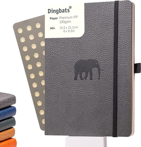 Vista 17 de Dingbats* Cuaderno de Escritura con Líneas de Vida Silvestre A5 - Tapa Dura de Cuero Vegano - Ideal para Trabajo, Viajes - Bolsillo, Cierre Elástico