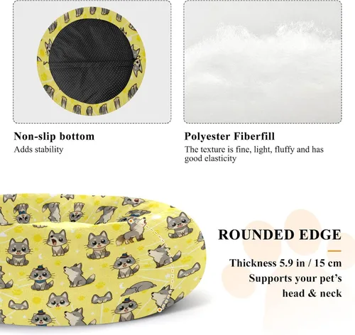Vista 5 de Pet Dog Bed Donut Cuddler Fluffy Cat Pillow Bed for Medium Size Pets Sleeping XS Cute Wolves