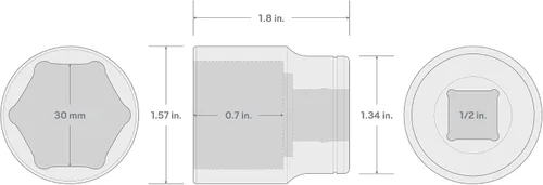 Vista 75 de TEKTON Llave de vaso poco profunda de 6 puntos de 1/2 pulgada de cuadradillo x 1-5/16 pulgadas SHD22033