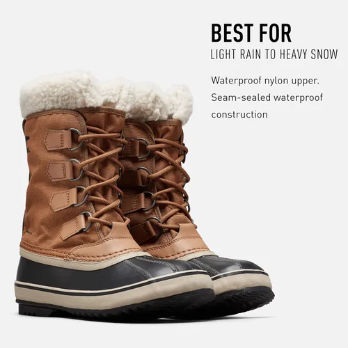 Vista 3 de Sorel Botas de carnaval de invierno para mujer, lluvia y nieve, impermeables, color marrón camello, talla, Nieve, marrón