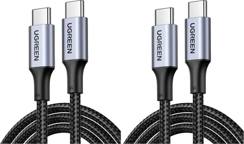 Vista 15 de UGREEN Cable USB C a USB C de 100 W, carga rápida, paquete de 2, 6.6 pies Negro