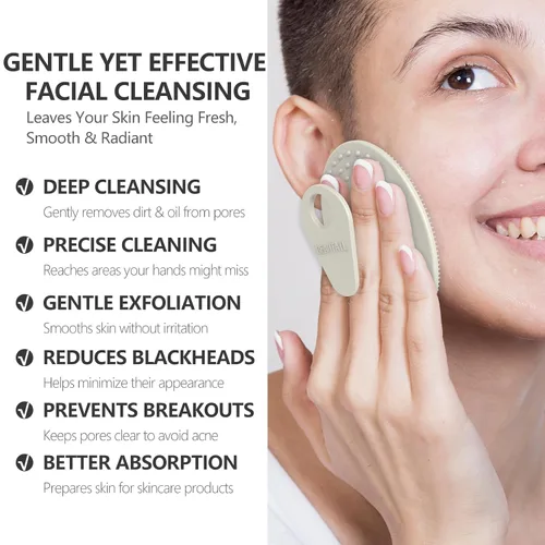 Vista 2 de BEAUTAIL - Cepillo de limpieza facial manual de silicona para hombres y mujeres, 6 unidades, exfoliante facial suave, cepillo facial exfoliante