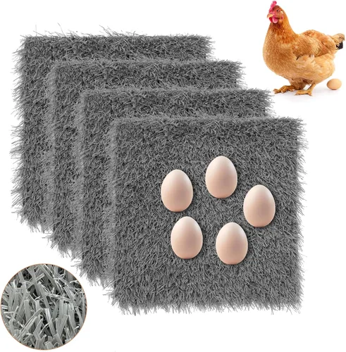 Vista 12 de Hamiledyi 6 almohadillas para anidar pollo, alfombra de césped artificial, alfombra de césped sintético de 12 x 12 pulgadas, lavable, ropa de cama