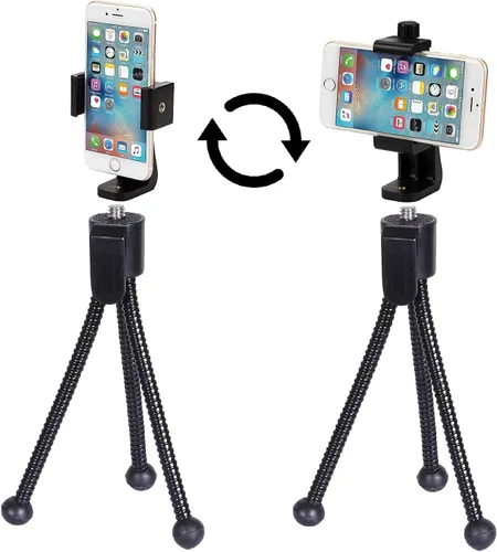 Vista 5 de Alphx - Juego de adaptador universal para trípode para teléfono celular, compatible con iPhone, Samsung y todos los teléfonos, gira vertical