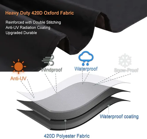 Vista 5 de Funda de mesa para exteriores, fundas de mesa de patio para muebles de exterior con cordón resistente al viento, impermeable, fundas rectangulares