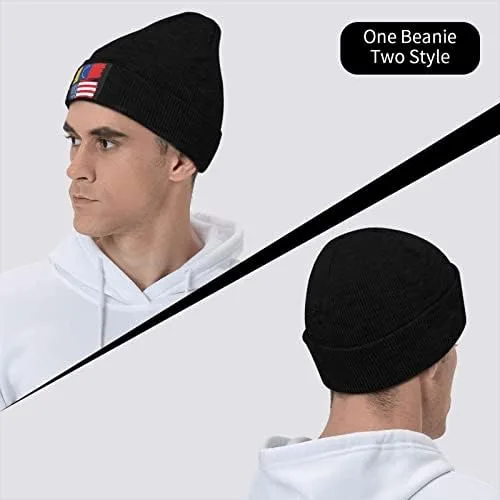 Vista 6 de Gorro de invierno con bandera de Venezuela de Estados Unidos para hombre y mujer, color blanco, Blanco