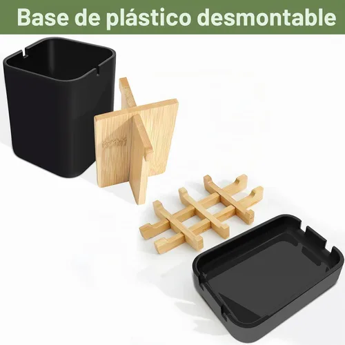 Vista 3 de Juego de soportes para cepillos de dientes y jabonera, accesorios de baño Negro
