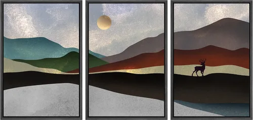 Vista 135 de NWT Lienzo enmarcado para pared, juego de arte en acuarela pastel, bosque de montaña oscura, naturaleza silvestre, ilustraciones de arte moderno