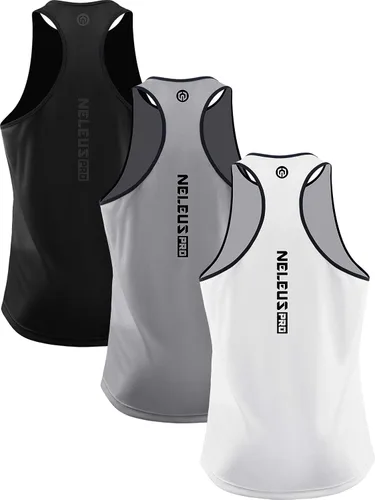 Vista 14 de NELEUS - Paquete de 3 camisetas sin mangas, con espalda en Y, Dri-Fit, para hombre, para gimnasio