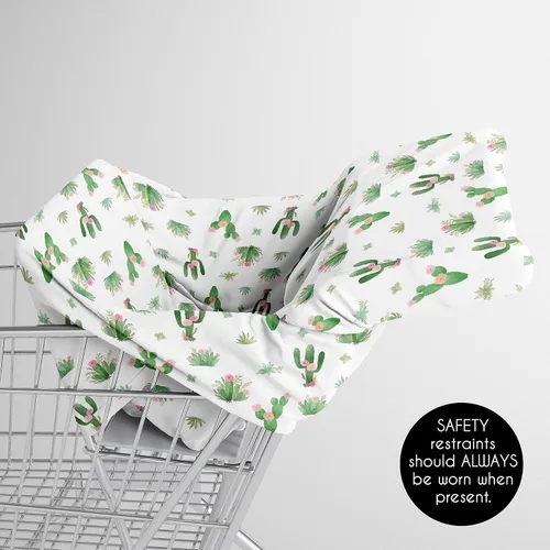 Vista 4 de Sweet Jojo Designs Cactus Floral Girl Funda de asiento de coche para bebé, lactancia, carrito de compras, toldo para cochecito de bebé, color rosa