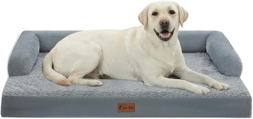 Vista 60 de Cama ortopédica para perros extragrandes, cama de espuma XL con forma de caja de huevos impermeable con lados 45x35 pulgadas, cama de sofá