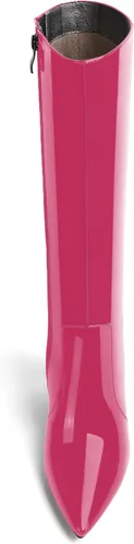 Vista 136 de AMBELIGHT Botas altas hasta la rodilla con cremallera y puntera puntiaguda para mujer, de patente sólida, tacón alto, 3.3 pulgadas