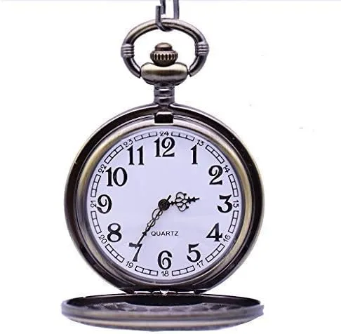 Vista 2 de Udaney Eagle - Reloj de bolsillo de regalo con cadena de cuarzo vintage Half Hunter American 2022 Fashion, bronce, Eagle