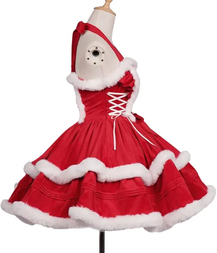 Vista 3 de ZZEQYG Vestidos de Navidad para mujer, color sólido, a la moda, cálido, vestido halter con capa