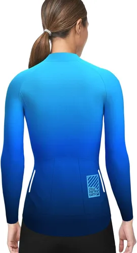 Vista 6 de Wulibike Maillot de ciclismo para mujer, manga larga, con bolsillos