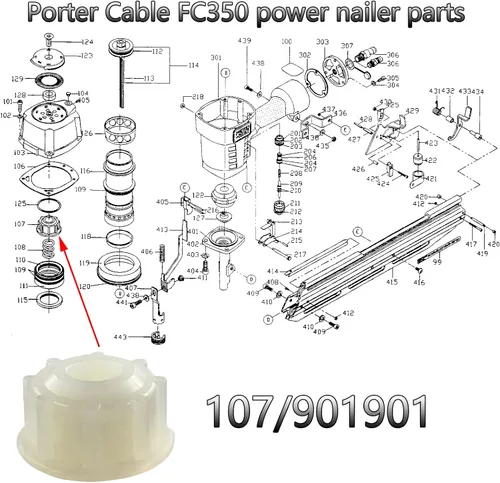 Vista 3 de Parada de parachoques de pistón 901901 compatible con cable Porter FC350 tipo 1 tipo 2 tipo 3 FR350 tipo 1 tipo 2 tipo 3