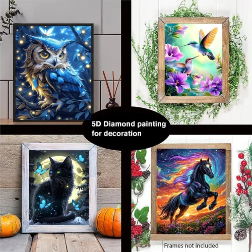 Vista 3 de CraftCraze Paquete de 12 Kits de Pintura de Arte de Diamantes de Animales para Adultos - Puntos de Diamante 5D para Adultos Principiantes, Kit