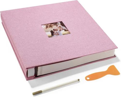 Vista 16 de HoneyTolly Álbum de fotos autoadhesivo para fotos de 4 x 6 imágenes, cubierta magnética de lino, 15 hojas/30 páginas en blanco para bodas Beige claro