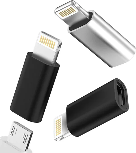 Vista 8 de Micro USB macho a Lightning hembra, paquete de 3 adaptadores de carga compatibles con Galaxy S6 Edge S7 Active Nexus Note 5 LG Android Power Cable